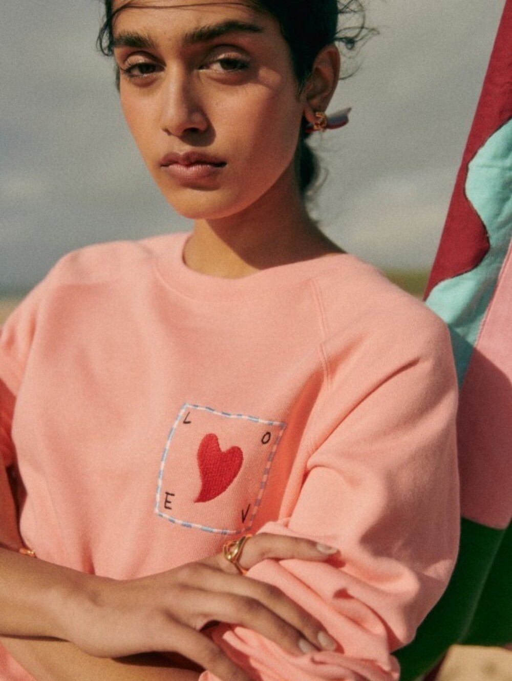 *NWT* [Sezane X Pangea] Love Sweatshirt In Pink, Size M, 100% Organic Cotton